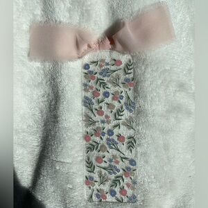 Floral Bookmark with Pink Ribbon